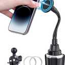 Cup Holder Phone Mount Magnetic - Designed for MagSafe Cupholder Car Mount, Super Strong Magnet for Cell Phone Cup Holders, Expandable Base, Flexible Gooseneck, Compatible with iPhone, Galaxy, Pixel