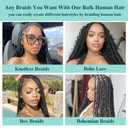 28 Inch Color #1B Deep Wave Human Braiding Hair for Boho Braids 150g Natural Black Deep Wave Bulk Human Hair for Braiding Natural Color