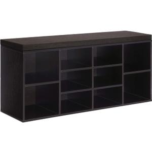 VASAGLE CUSTOS Collection - Shoe Bench, Storage Bench with Padded Seat, Entryway Bench with 10 Compartments, for Bedroom, 11.8 x 40.9 x 18.9 Inches, Espresso Brown and Chestnut Brown ULHS10BR