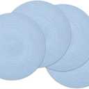 SHACOS Round Braided Placemats Set of 4 Washable 15 inch Round Non Slip Table Place Mats for Dining Tables (Light Blue, 4)