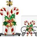 Shellwei 2 Pcs Christmas Candy Cane Paper Towel Holder Christmas Bathroom Kitchen Decor Xmas Candy Cane Napkin Holder for Tables Winter Home Bathroom Kitchen Countertop Accessories Party Favor Gifts