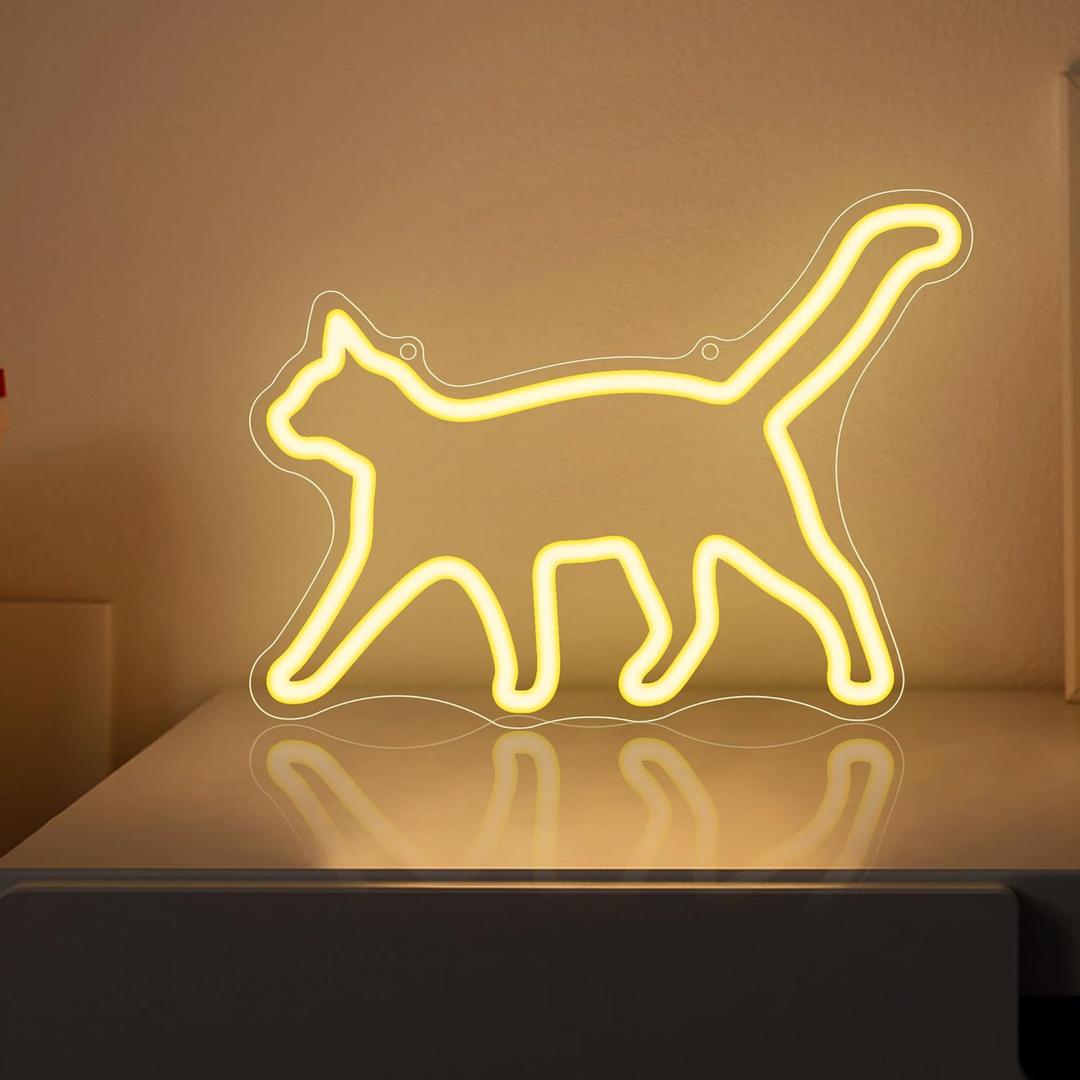 Cat Neon Sign, Cat Lamp Wall Decor, Dimmable Birthday Party Decorations for Home, Patio, Garden, Bars, Restaurants, Hotels, Stores, Clubs, Gift for Friends, Family and Kids