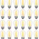 GvvooHome 24 Pack LED S14 Replacement Light Bulbs, Waterproof 1W Vintage Edison Bulbs for Outdoor Patio Backyard String Lights, Dimmable, E26 Regular Medium Screw Base, 2200K Warm White