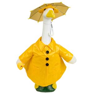 FLAIR GIFTS Yellow Raincoat Goose Outfits Porch Goose Waterproof Clothes with Umbrella Hat Rubber Duckie Fits 23" Geese Statue for Spring Summer Garden Lawn Patio Yard Outdoor Decor (Rubber Duckie)