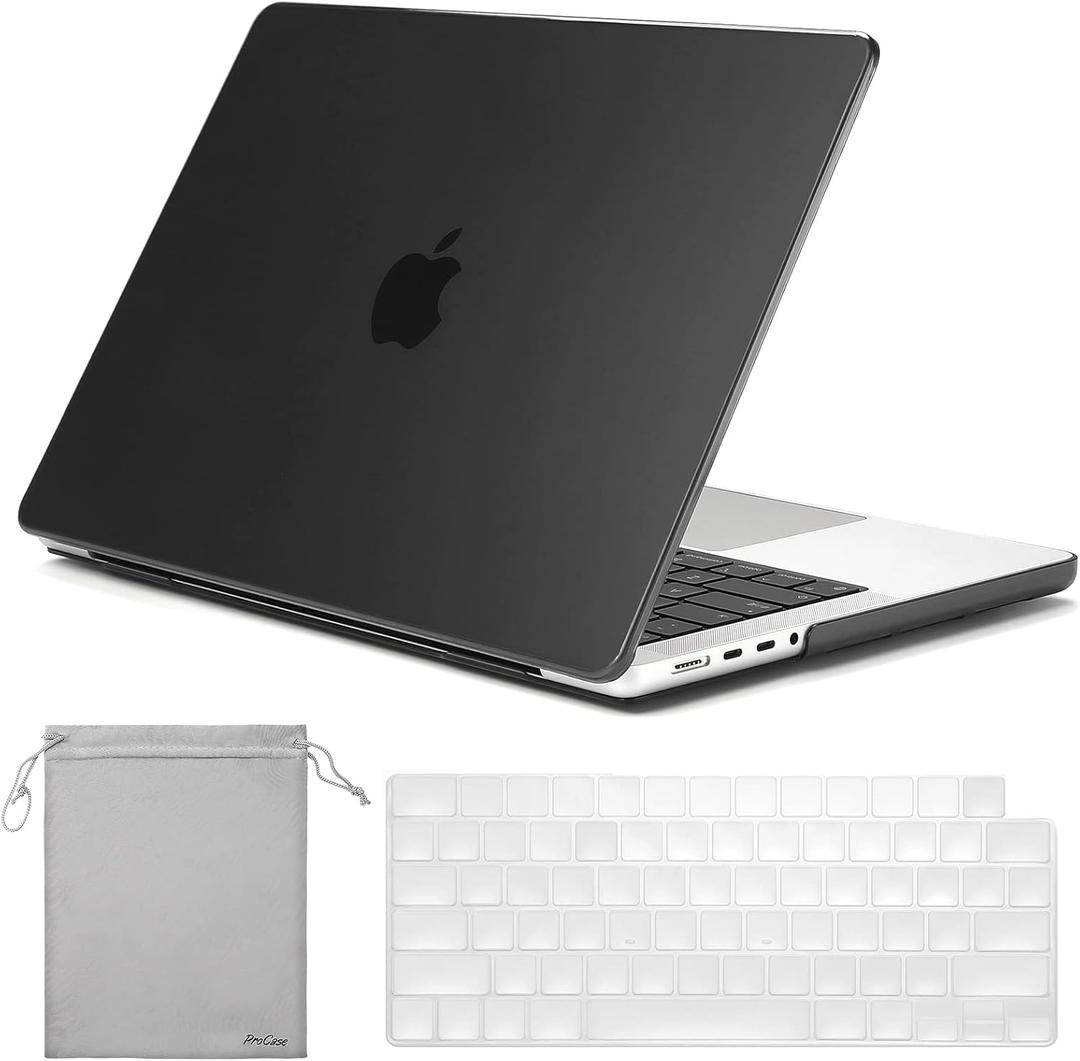ProCase for MacBook Pro 16.2 Inch 2024 (M4 A3403 A3186)/Pro 16 2023 2022 2021 (M3 A2991 /M2 A2780 /M1 A2485) with Touch ID, Slim Hard Shell Case with Keyboard Cover for MacBook Pro 16" -Black