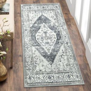 Lahome Boho Hallway Rug Runner - 2x4 Washable Non-Slip Small Bathroom Runner, Oriental Distressed Untra-Thin Carpet Rug for Kitchen Entryway Bedroom Laundry Room, Grey Adelyn