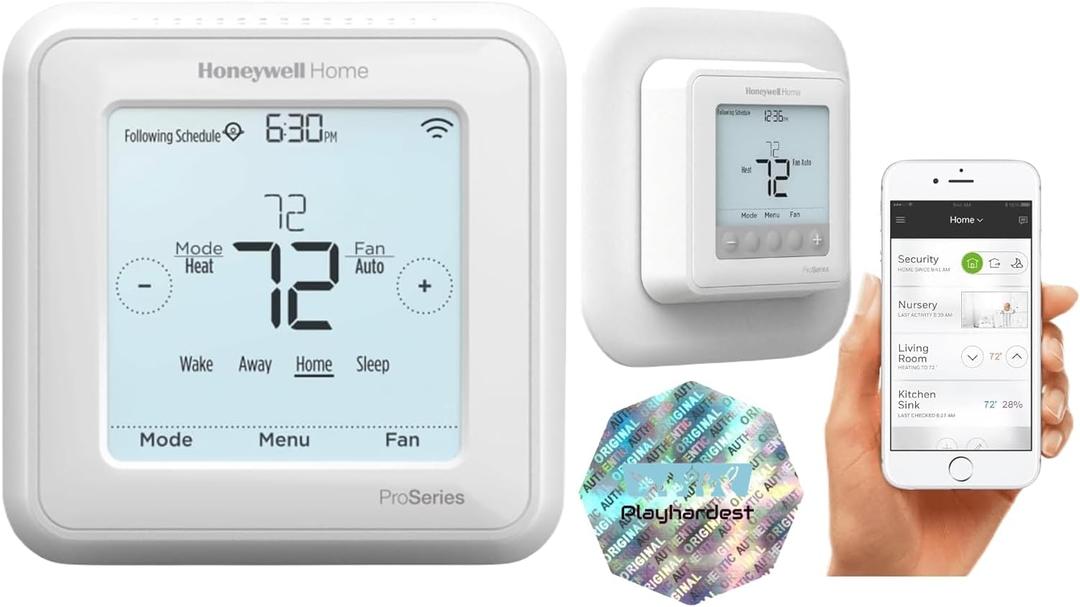 Honeywell TH6220WF2006/U Lyric T6 Pro Wi-Fi Programmable Thermostat with Stages Up to 2 Heat/1 Cool Heat Pump or 2 Heat/2 Cool Conventional with Large Wall Plate