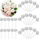 Henoyso 50 Pack Bouquet Pins Round Floral Rhinestone Crystal Bouquet Pins Flower Diamond Corsages Pins Floral Rhinestones Pins Crystal Diamond Head Straight Pins for Wedding Bridal Jewelry
