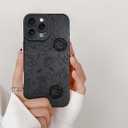 KANGHAR for iPhone 16 Pro Case Cute Sunflowers Bloom Design with Floral Pattern, Slim Fit Soft TPU Shockproof Protective Cover for Women Girls - Black Flowers