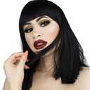 morvally Short Straight Black Wig with Bangs Natural Looking Heat Resistant Hair Cosplay Costume Wigs for Women (14 inches Natural Black)