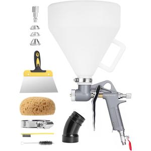 InoKraft TexCraft Drywall Texture Spray Gun with 1.32 Gallon Hopper, 3 Nozzles (4.5/6.0/8.0mm) for Knockdown Popcorn, Drywall Hopper Texture Sprayer for Wall, Ceiling, Patch Works, Elbow Hose Included