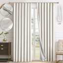IVAPUPU Natural Thick Linen Blend Pinch Pleated Blackout Curtains for Bedroom - Black Out Curtains 95 Inch 2 Panels for Living Room Darkening Thermal Insulated Window Curtain Drapes with 16pc Hooks (40"W x 95"L (Pack of 2))