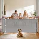 78" Retractable Extra Wide Baby Gates for Doorways, Long Mesh Dog Gate for Large Openings, Indoor Outdoor Pet Gate for Deck Porch Kitchens Hallways, 34" Height, Gray