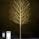 7FT Lighted Birch Tree, Birch Tree with 1200 LED Lights, 8 Twinkling Modes and Timer, Dimmable, Light Up Twig Christmas Tree for Indoor Outdoor Home Party Garden Wedding Decorations