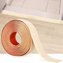 16.4Ft Floor Transition Strip Self Adhesive Vinyl Cover Floor Strip Flat Divider Transition Strip Wood Grain Design for Laminate Floor Gaps and Doorway Transitions (16.4Ft x 2 Inch, Beige)