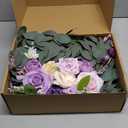 Ling's moment 2PCS Artificial Floral Swags Centerpieces Wedding Flower Purple Rose Garland Greenery Arrangements for Sweetheart Head Table Decor Car Wall Window Arch Garden Decor Lilac & Gold