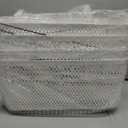 Tioncy 4 Pcs White Mesh Baskets with Wooden Handles Plastic Storage Organizer Baskets Pantry Basket Fruit Vegetables Gathering Basket Bin for Organizing Cabinet Closet Bedroom Kitchen(Medium)