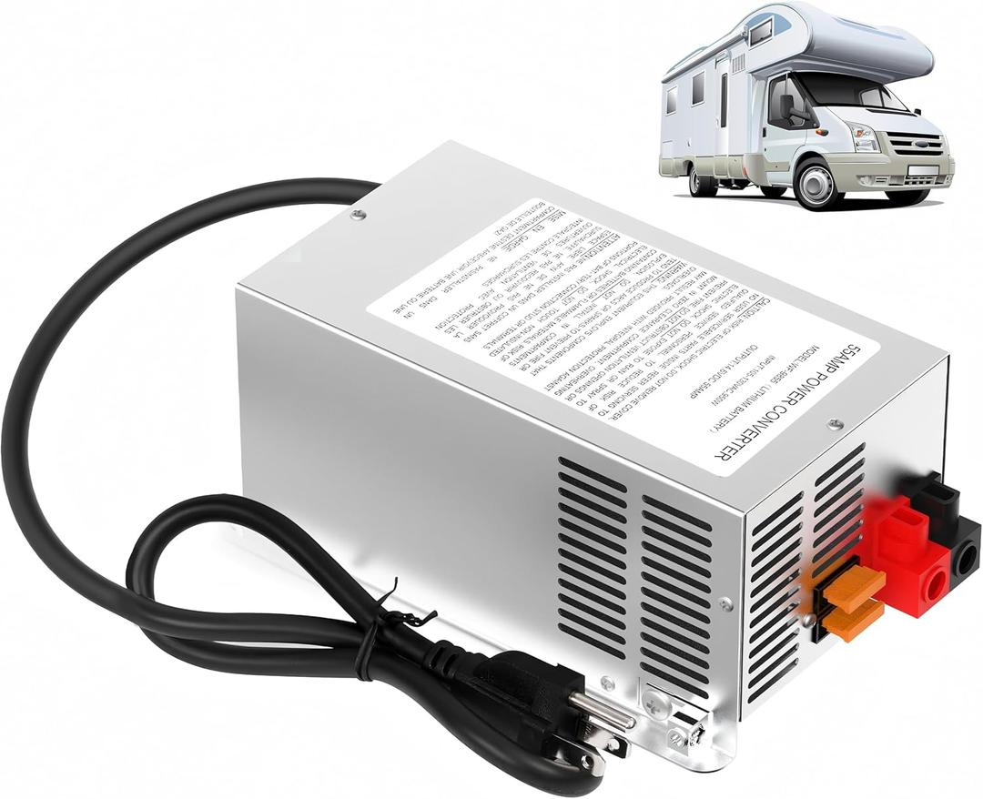 WF-9855 55 Amp RV Power Converter/Charger - RV Power Converter for Deck-Mounted WF-9800 Series Converter Charger for RV Campers (Silver)