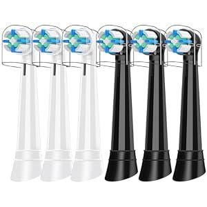 6 Pcs iO Replacement Heads Compatible with Oral B iO 2 3 4 5 6 7 8 9 10 Deep Clean Series Electric Toothbrush, Toothbrush Heads Compatible with Oral B iO with Medium Bristles Care Teeth (Black/White)