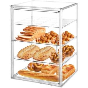 Corzeergi Bakery Display Case with 4 Layers, Bread Box for Kitchen Countertop, Clear Pastry Display Case, Cookie Display, Baked Goods Display