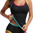 Blooming Jelly Womens Two Piece Tankini Swimsuits Modest Tummy Control Swim Suits 2026 Neon Full Coverage Bathing Suit XL