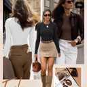 Ficerd 3 Pack Women's Ribbed Long Sleeve Tops, Crew Neck Slim Fit Undershirts Knit Basic Casual Stretch Layering Tee Shirts (XL)