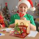 Hxezoc 3D Fireplace Music Christmas Card with Lights, Wish You A Merry Christmas Music Play Xmas Gift Cards for Family Members Friends Classmates Members Gifts Supplies