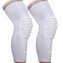 COOLOMG Basketball Knee Pads Youth Kids Adult Football Protective Padded Knee Compression Sleeves White XS