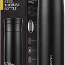 Tea Thermos with Infuser - Vacuum Insulated Tea Infuser Tumbler - Leak Proof Screw Lid Portable 17oz Black