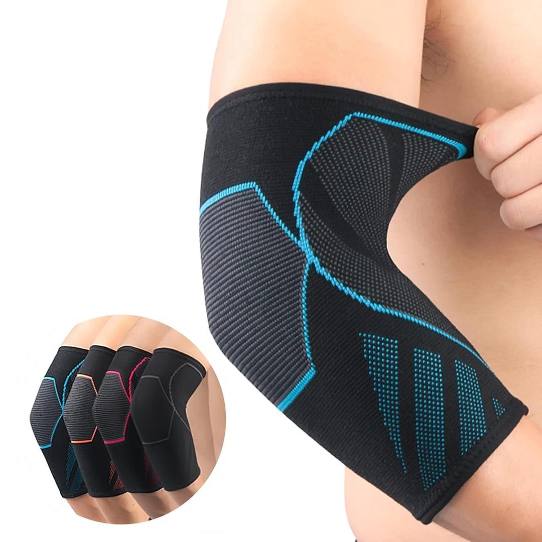 Arm Guards & Elbow Compression Sleeve (1 Pair)Tennis Elbow Braces for Tendonitis and Tennis ElbowArm Supports Sleeves golfertennis elbow relief for women & men,elbow sleeve for weightlifting (Small, Black/Blue)