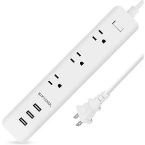 2 Prong to 3 Prong Power Strip, Two Prong Surge Protector with 6FT Long Cord, 3 AC Outlets 2 Prong to 3 Prong Extension Cord with 3 USB Ports(5V 3.1A) for Non-Grounded Outlets for Home/Office, White