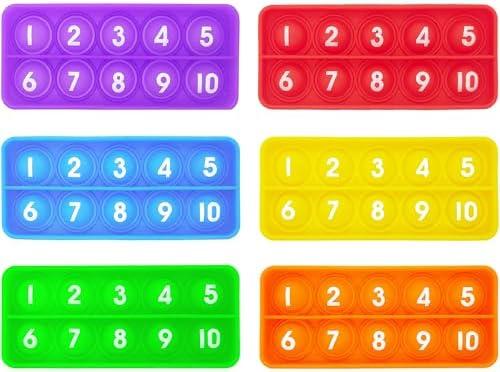 Anemeeoke Ten Frame Pop Board, Fidgets for Classroom, Quiet Sensory Toys Bubble Poppers, Pop for Counting Math, Focus Tools for Kids, Montessori Educational Toy Gift for Kindergarten (Set of 6)
