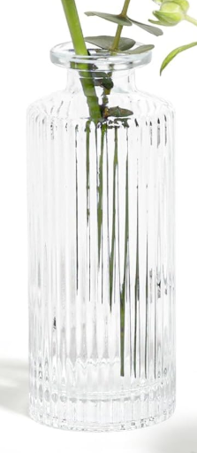 Glass Bud Vase, Small Flower Vase in Bulk, Mini Ribbed Vase for Centerpieces, Clear Vintage Vase for Table Decorations, Wedding, Party, Receptions, Home Decor 