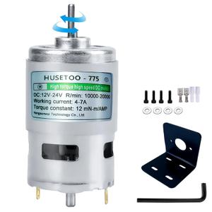 775 DC Motor 12v DC Motor High Torque DC Motor Max 20000 RPM Dual Ball Bearings Quiet Power Wheels Motor Upgrade DC Motorwith Bracket (D Shaft Motors)