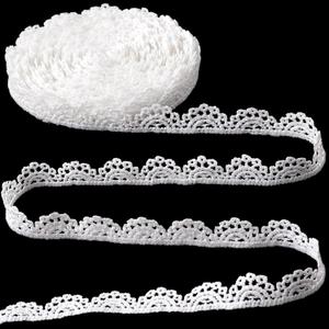 4 Yards White Lace Trim, Vintage Crocheted Lace Ribbons, Embroidery Scalloped Edge Laces for DIY Crafts, Bouquet, Sewing, Wedding, Wrapping, Decoration (0.59" Wide)