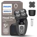 Philips Norelco Head Shaver Pro 7000 Series - Skull Shaver for Men and Women, 360 Flexing Head & ComfortCut Blades for Clean Shave, Gentle on Skin, Model HS7980/40 (Series 7000 +QCP, Travel Pouch, Black)