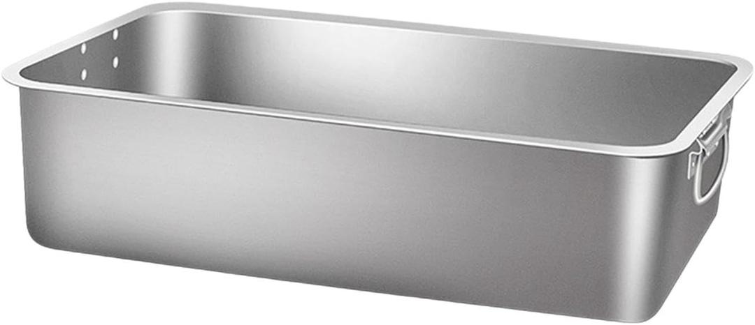 Cat Litter Box Pet Cat Toilet Sand Box Non Stick with High Sides for Big Cats Stainless Steel Kitty Litter Pan Kitten Toilet, 32x22x10cm