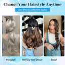 KooKaStyle Invisible Wire Hair Extensions with Transparent Wire Adjustable Size 6 Secure Clips Long Wavy Layered Synthetic Hair Extensions P12A/24#Ash Medium Brown Mix Bleach Blonde 20 Inch