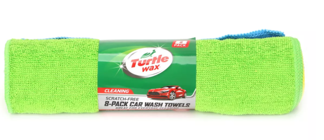 Turtle Wax 8pk Microfiber Towel Roll: Automotive Cleaning Towels for Cars, Trucks, Motorcycles, Boats - Green, Blue, Yellow