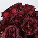 Artificial Peonies Silk Flowers, Burgundy Faux Peony Bouquet 4 Bundles Florals Arrangements for Farmhouse Home Boho Wedding Table Centerpiece, Fake Plastic Flowers Bulk for Vase Decoration (Burgundy)