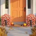 HyeFlora Artificial Fake Fall Hanging Flowers for Outdoor Decor, 2PCS Faux Silk Morning Glory Hanging Plants Mums Vine for Home Garden Wall Party Indoor Outside Decoration (Fall Orange+Light Orange)