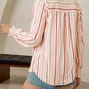 Yousify Womens Puff Long Sleeve Button Down Shirts Striped Casual Loose Fit Blouse Trendy Fall Tops (Orange)