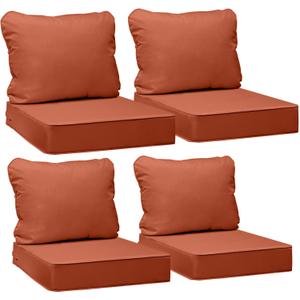 AAAAAcessories Outdoor Deep Seat Cushions, Waterproof, Fade-Resistant Patio Furniture Replacement Cushions, 24" x 24" x 5", Set of 4, Rust, 24"x24"x5" / 24"x19"