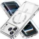 Misea Magnetic for iPhone 17 Pro Case Compatible with MagSafe [Never Yellowing] [Military Grade Drop Protection] Full Camera Lens Protector Plating Soft Clear Phone Case for Women, Silver