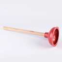 Toilet Plunger Red Heavy Duty Force Cup Rubber with A Long Wooden Handle to Fix Clogged Toilets and Drains, Perfect for Kitchens and Bathrooms (2 pcs)