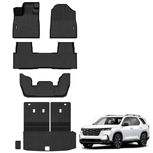 Auxko All Weather Floor Mats Cargo Mat with Backrest Mat for 2023-2025 Honda Pilot TPE Liners Accessories Guard Odorless Anti-Slip Floor Liners & Trunk Liner with Back Seat Protectors for Honda Pilot