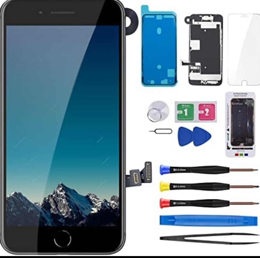 iPhone  SE 2020 Screen Replacement Kit with Home Button, LCD Display 3D Touch Digitizer Assembly with Front Camera Ear Speaker Proximity Sensor and Screen Protector Magnetic Screw Mat