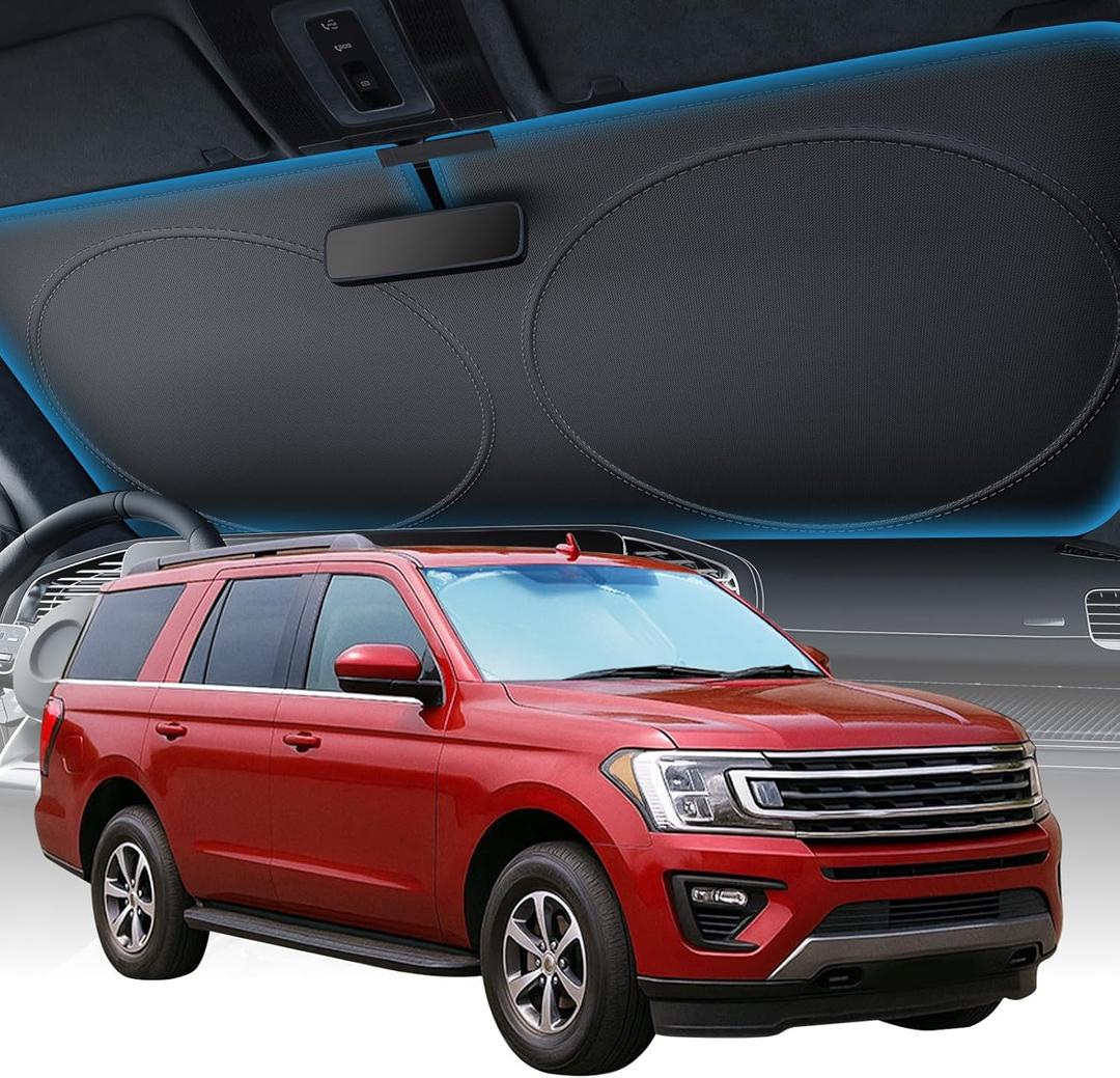 2025 Upgraded Zanch Car Front Windshield Sun Shade - Ultimate UV Protection & Heat Reduction|Innovative No Light Leakage Technology|Foldable Design for Truck, XLarge(69'' x 35'')