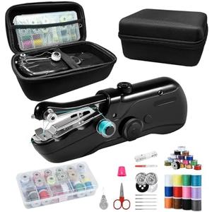 Handheld sewing machine, beginner's sewing kit with storage, two power supply modes, electric switch, simple operation, portable mini sewing machine, beginner's sewing machine.Black