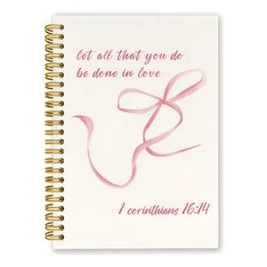 UYIKG Pink Bible Scripture Spiral Notebook Journal, 2 Pack